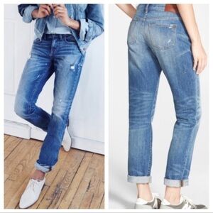Madewell Slim Boyjean Blue Distressed 8” MidRise